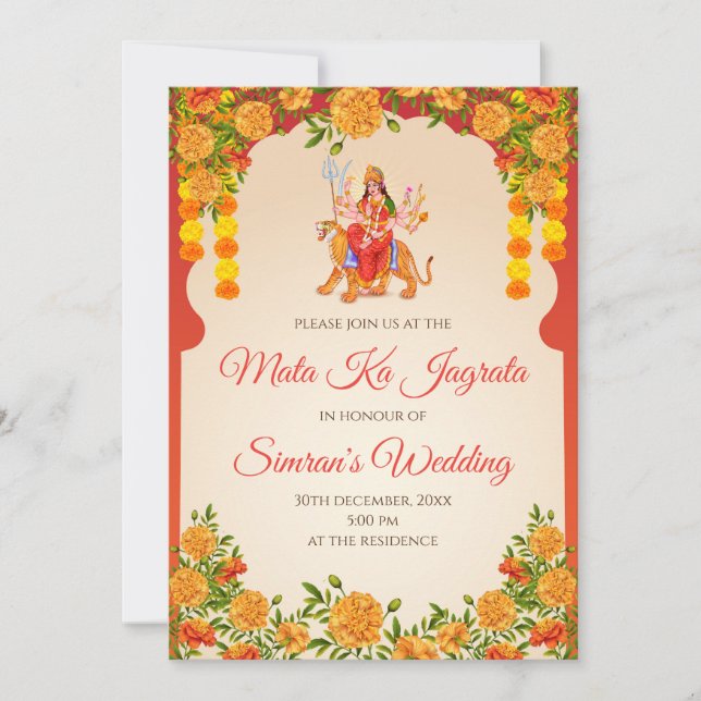 Mata ka Jagrata invites Chowki puja invitation (Front)
