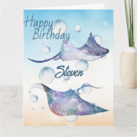 Mata rays underwater birthday Folded Greeting Card