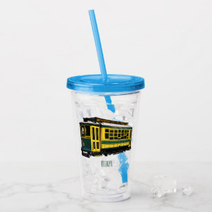 Mata trolley cartoon illustration acrylic tumbler