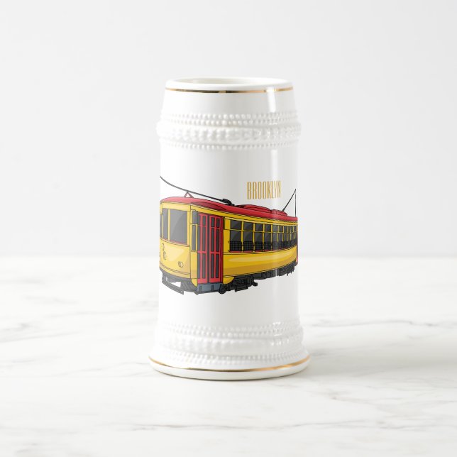 Mata trolley cartoon illustration beer stein (Center)