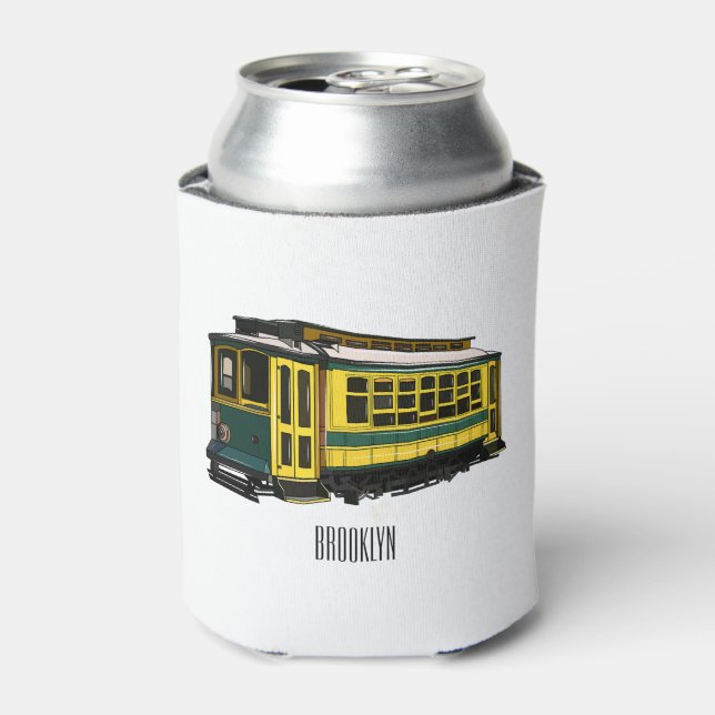 Mata trolley cartoon illustration can cooler (Can Front)