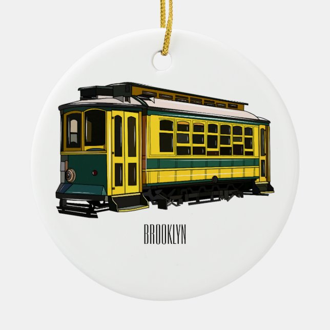 Mata trolley cartoon illustration ceramic tree decoration (Front)