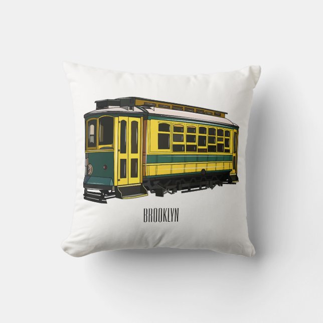 Mata trolley cartoon illustration cushion (Front)