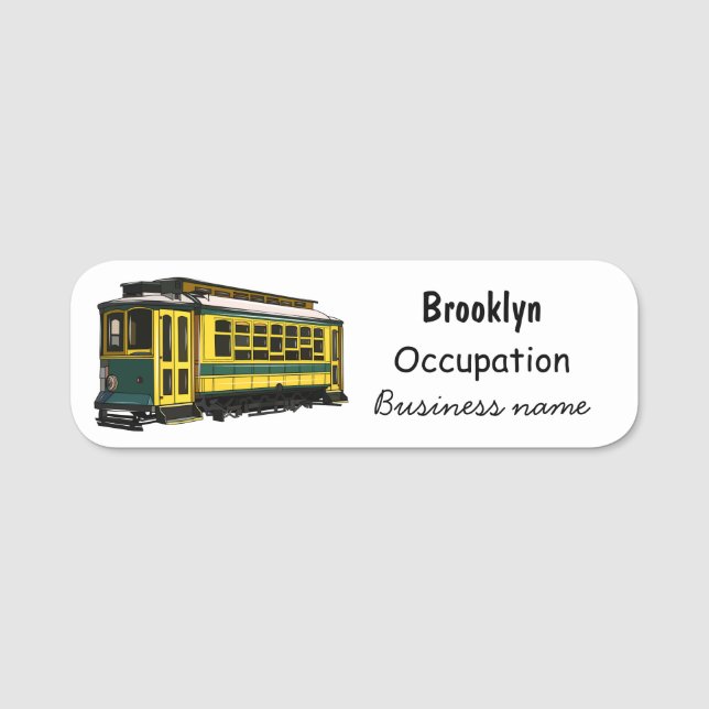 Mata trolley cartoon illustration name tag (Front)