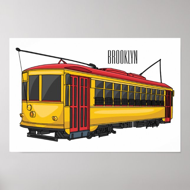 Mata trolley cartoon illustration poster (Front)