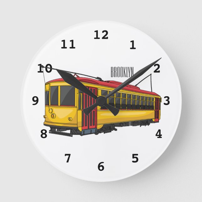 Mata trolley cartoon illustration  round clock (Front)