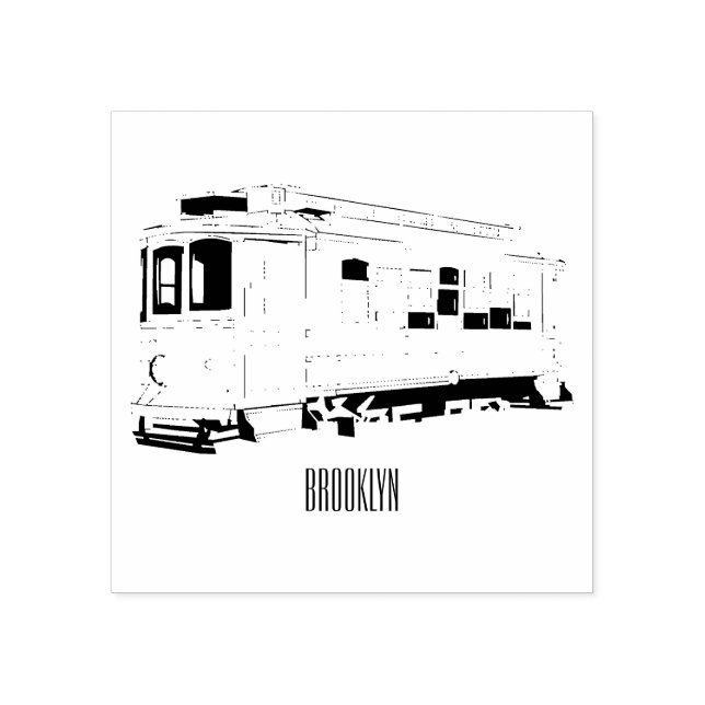 Mata trolley cartoon illustration rubber stamp (Imprint)