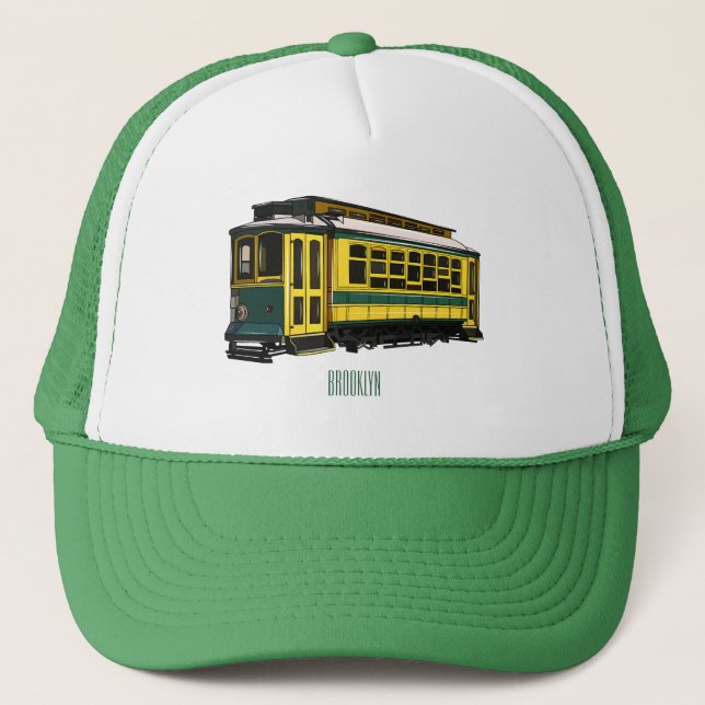 Mata trolley cartoon illustration trucker hat (Front)