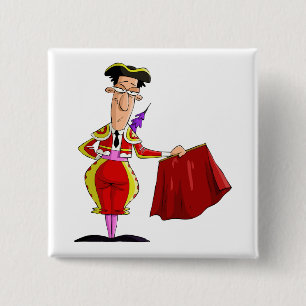 Matador with Red Cape Spanish Bullfighter 15 Cm Square Badge