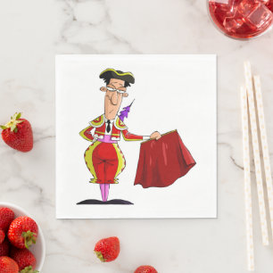Matador with Red Cape Spanish Bullfighter Napkin