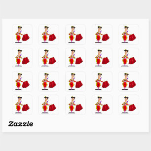 Matador with Red Cape Spanish Bullfighter Square Sticker