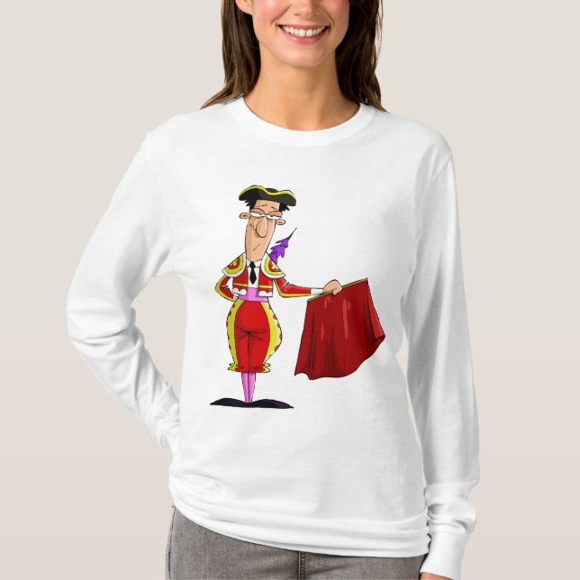 Matador with Red Cape Spanish Bullfighter T-Shirt (Front)