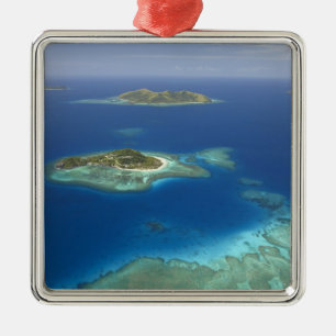 Matamanoa Island and coral reef, Mamanuca Island Metal Tree Decoration