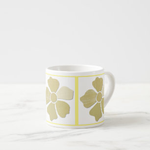 Match Any Colour Faux Fabric Collage Flower Espresso Cup
