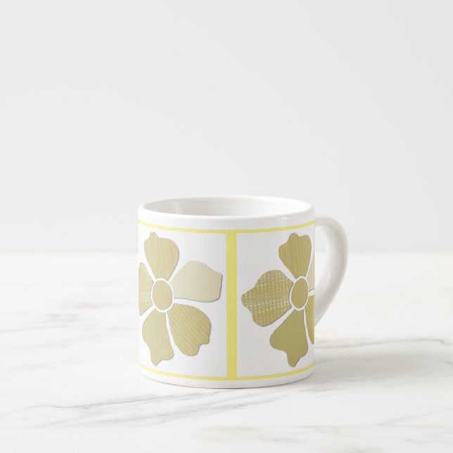 Match Any Colour Faux Fabric Collage Flower Espresso Cup (Front Right)
