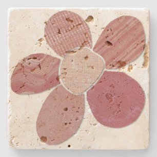 Match Any Colour Faux Fabric Collage Flower Stone Coaster
