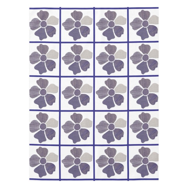 Match Any Colour Faux Fabric Collage Flower Tablecloth (Front)