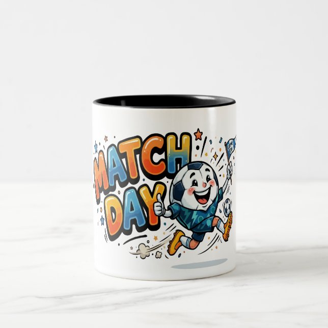 Match Day Fun Soccer Ball Two-Tone Coffee Mug (Center)