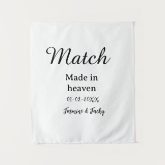 Match made in heaven add name date simple calligra tapestry