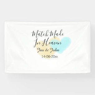 Match made in heaven blue yellow pastel heart name banner