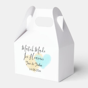 Match made in heaven blue yellow pastel heart name favour box