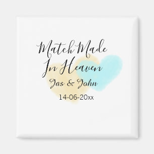 Match made in heaven blue yellow pastel heart name magnet