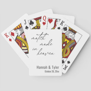 Match Made in Heaven Elegant White Wedding Favour Playing Cards