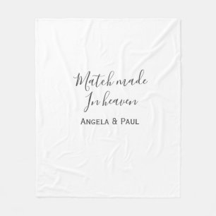 Match made in heaven name couple wedding simple  fleece blanket