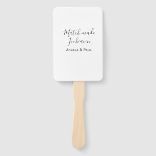 Match made in heaven name couple wedding simple hand fan