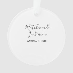 Match made in heaven name couple wedding simple ornament