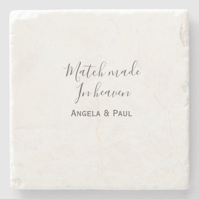 Match made in heaven name couple wedding simple  stone coaster (Front)