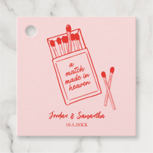 Match Made in Heaven Pink & Red Wedding Favour Tag