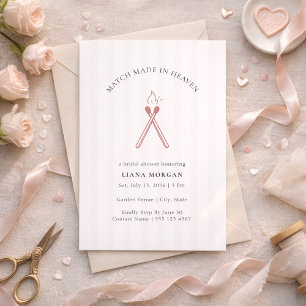 Match Made in Heaven Pink Stripe Bridal Shower Invitation