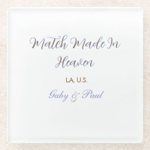 match made in heaven purple pastel golden name dat glass coaster