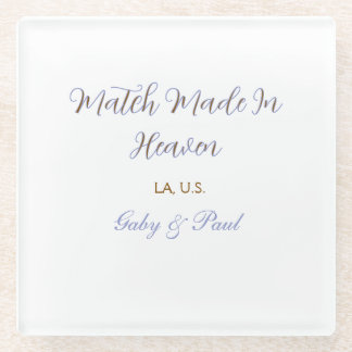 match made in heaven purple pastel golden name dat glass coaster