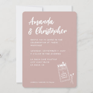 Match Made in Heaven Retro Dusty Pink Wedding Invitation