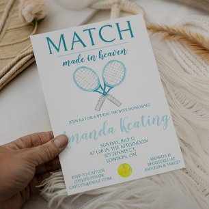 Match Made in Heaven, Tennis Bridal Shower Invitation