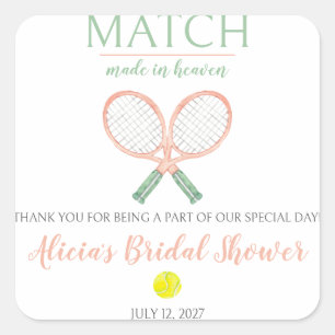 Match Made in Heaven, Tennis Bridal Shower Square Sticker