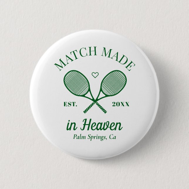 Match Made In Heaven Tennis Club Bachelorette 6 Cm Round Badge (Front)