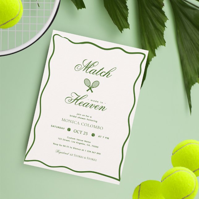 Match Made in Heaven Tennis Theme Bridal Shower Invitation (Creator Uploaded)