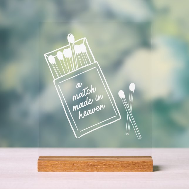 Match Made in Heaven Wedding Favour Acrylic Sign (Neutral)
