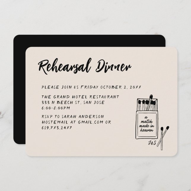 Match Made in Heaven Wedding Rehearsal Dinner Enclosure Card (Front/Back)