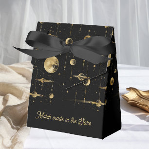 Match made in the Stars Black Gold Wedding Favour Box