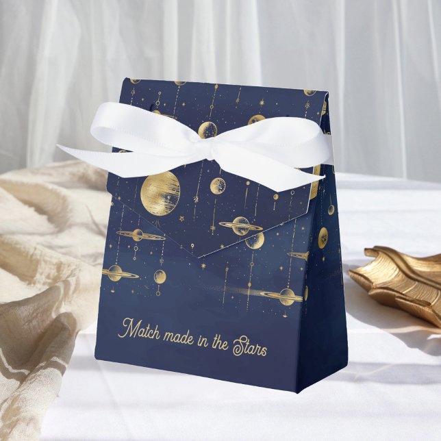 Match made in the Stars Blue Gold Wedding Favour Favour Box (Creator Uploaded)