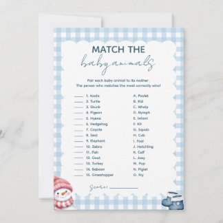 Match The Baby Animals Winter Baby Shower Game Invitation