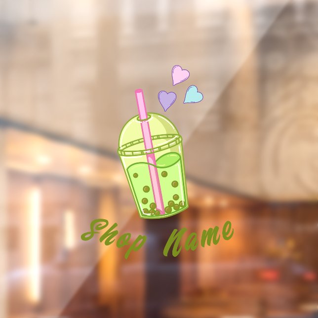 Matcha boba green tea, matcha window cling (Sheet 2)