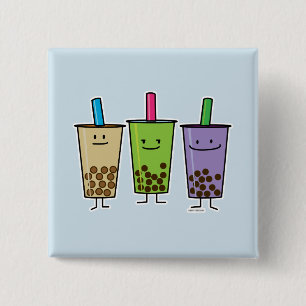 Matcha boba tea green drink milk Taro tapioca 15 Cm Square Badge