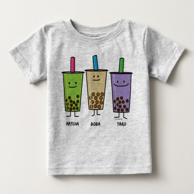 Matcha boba tea green drink milk Taro tapioca Baby T-Shirt (Front)
