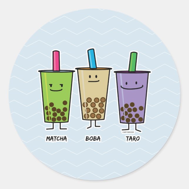 Matcha boba tea green drink milk Taro tapioca Classic Round Sticker (Front)