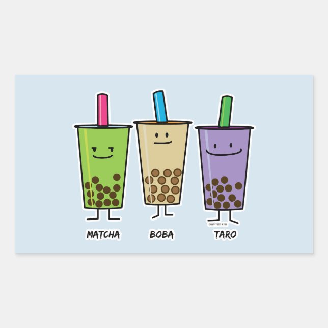 Matcha boba tea green drink milk Taro tapioca Japa Rectangular Sticker (Front)